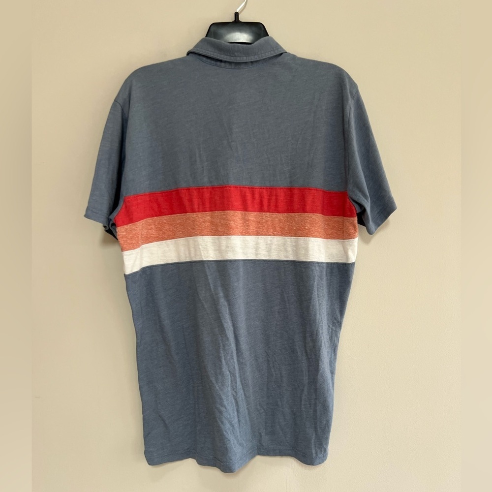 Marine Layer Lucas Polo in Blue-Grey with Color-blocked Stripes, M/L - Picture 2 of 11